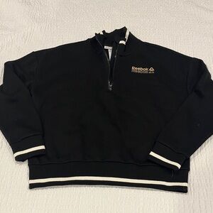 Reebok Black Zip-Up Kid’s Varsity Sweater with White Accents